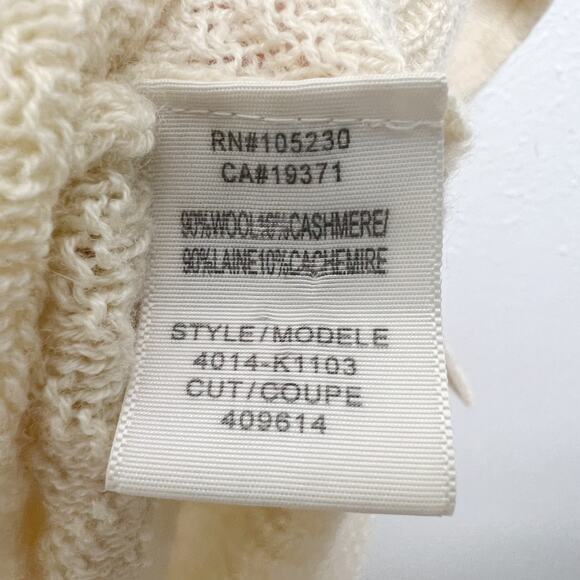 JOIE Chesney Cowl Neck Draped Wool Cashmere Herringbone Textured Sweater Cream S - Picture 9 of 9